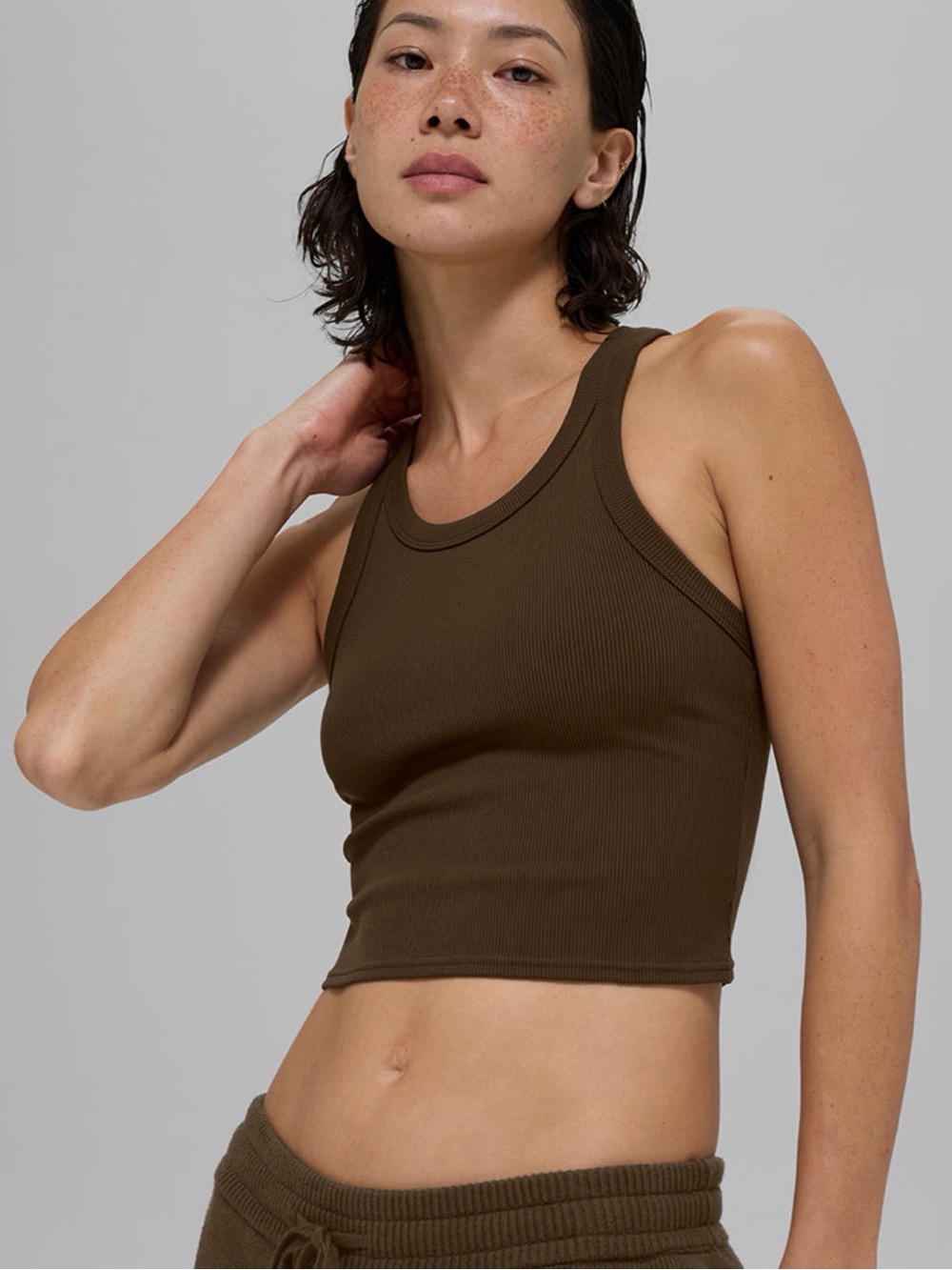 Alo Yoga Goddess Ribbed To Go tank - espresso
